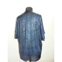 Wieczorowa tunika mieniąca się złotymi kwiatami - granatowa